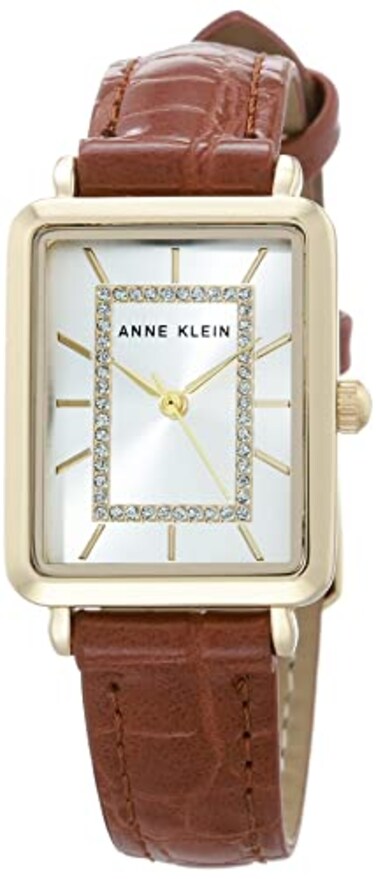 Anne Klein Womens Glitter Accented CrocoGrain Strap Watch AK3820
