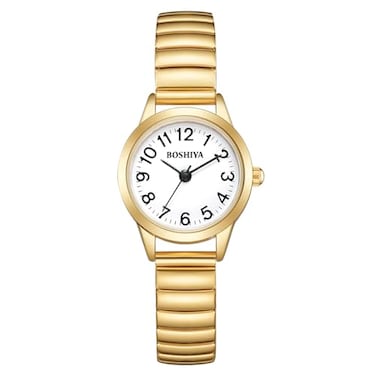 BOSHIYA Quartz Womens Easy Reader 23mm Stainless Steel Expansion Band Watchs for Small Wrist GoldSilver WomenGold