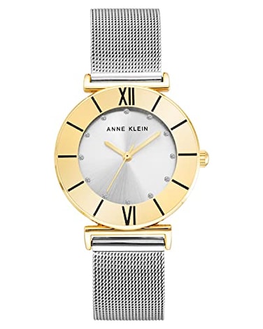 Anne Klein Womens Glitter Accented Mesh Bracelet Watch