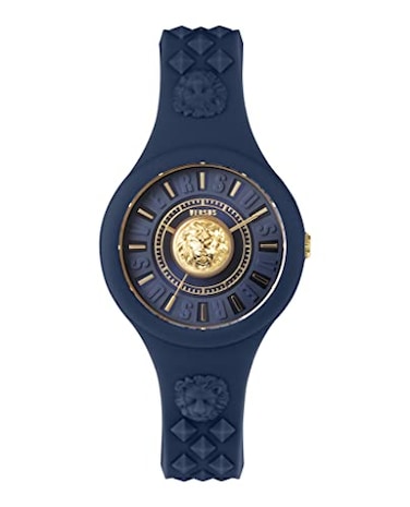 Versus Versace Fire Island Lion Collection Luxury Womens Watch Timepieces with a Blue Strap Case and Dial
