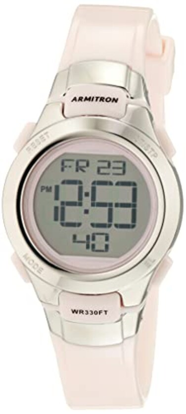 Armitron Sport Womens Digital Chronograph Resin Strap Watch 457012Pearlescent PinkSilver