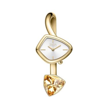 SAGA Phantom Luxury Cuff Watch Softened Rhombus Case Sunray Dial Danube Crystals Japanese Quartz 30M Water Resistant Elegant Gift 2 Sizes