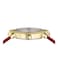 Versus Versace Mouffetard Crystal Womens Watch 38mm Gold Tone Case Red Crystal Dial Red Leather Strap Quartz Movement Date Window 3 ATM Water Resistant