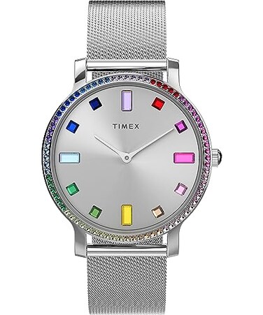 Timex Womens Transcend 34mm Watch SilverTone Bracelet SilverTone Dial SilverTone Case