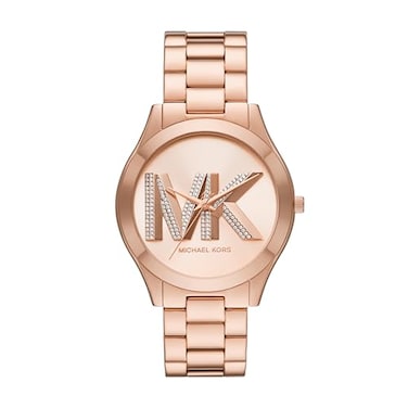 Michael Kors Slim Runway ThreeHand Rose GoldTone Stainless Steel Womens Watch Model MK4733