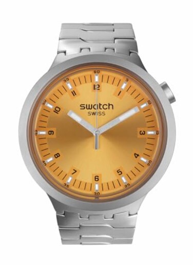 Swatch Big Bold Irony Unisex Watch Casual Polymer Orange Automatic Waterproof Big Bold Irony Amber Sheen