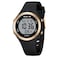 GOLDEN HOUR Waterproof Sport Womens Digital Chronograph Silicone Strap Watch in Black