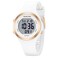 GOLDEN HOUR Waterproof Sport Womens Digital Chronograph Silicone Strap Watch in White