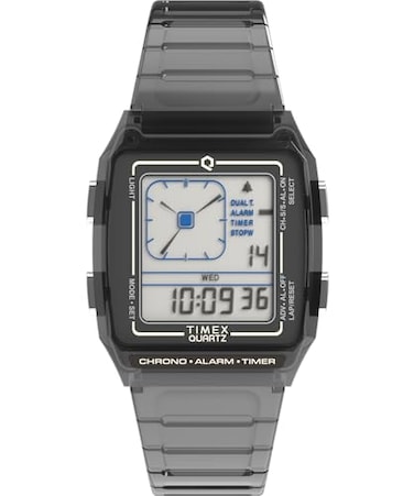 Timex Unisex Q LCA 35mm Watch Gray Strap Digital Dial Gray Case