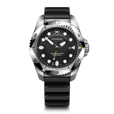 Victorinox Dive Pro Quartz Black Dial Black Rubber Strap Watch 43mm 241990