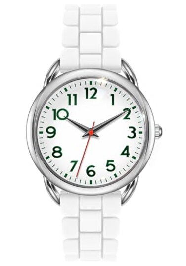 Bisley Women Watch White Silicone Strap Arabic Dial Easy to Read Watch