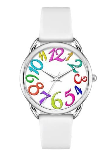Bisley 38MM Women Watch Big Numeral Dial Easy to Read White Silicone Strap Watch