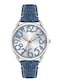 Bisley Women Watch Big Arabic Numbers Dial Easy to Read Blue Denim Leather Strap Watch