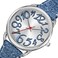 Bisley Women Watch Big Arabic Numbers Dial Easy to Read Blue Denim Leather Strap Watch