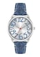 Bisley Women Watch Big Arabic Numbers Dial Easy to Read Blue Denim Leather Strap Watch