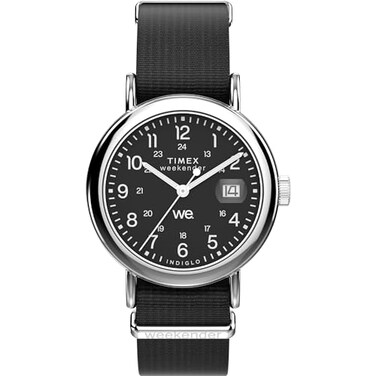 Timex Unisex Weekender 37mm Watch Black Strap Black Dial SilverTone Case