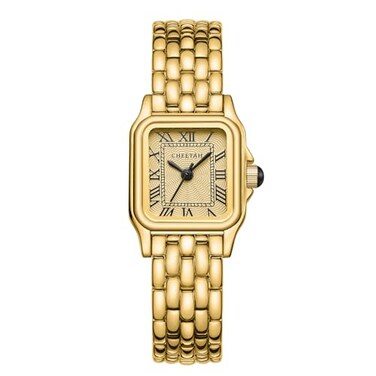 CHEETAH Watches for Women with Small Vintage Bracelet in Gold Rectangular Case Roman Dial