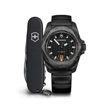 Victorinox INOX Automatic Black Dial Black Rubber Strap Watch Set 41mm 2420231