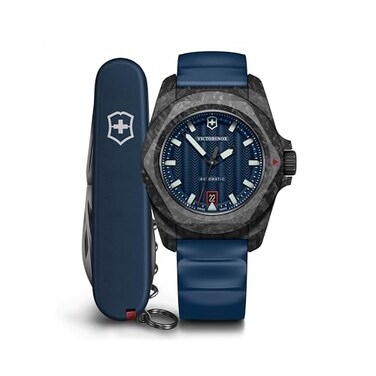 Victorinox INOX Automatic Blue Dial Blue Rubber Strap Watch Set 41mm 2420221