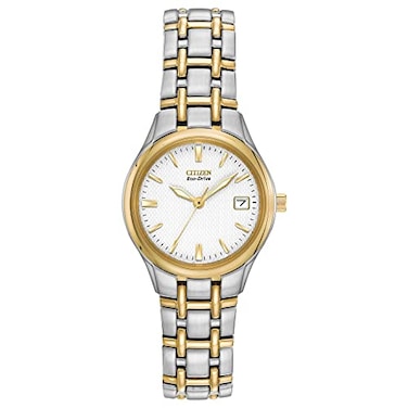 Citizen Womens EcoDrive Dress Classic Watch in TwoTone Stainless Steel White Dial Model EW126450A