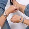 TIME100 Womens Rectangle Watch and Bracelet Set Womens Bracelet Watch Set Blue and Gold