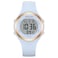GOLDEN HOUR Waterproof Sport Womens Digital Chronograph Silicone Watch in Rose Gold Dial Light Blue Strap