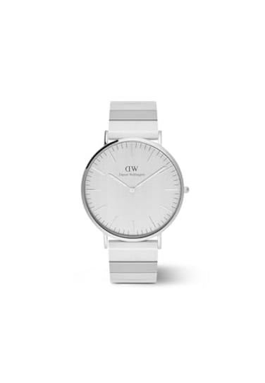 Daniel Wellington Classic Piano Link 40mm Mens Watch DW Classic Steinless Steel Silver Watch for Men