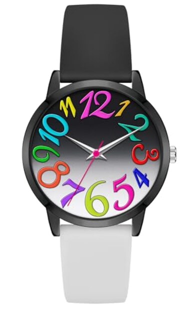 Bisley Women Watch Black and White Patchwork Watch Big Face Easy to Read Waterproof Watch