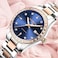 LOREO Luxury Womens Diamond Automatic Mechanical Rose Gold Stainless Steel Sapphire Waterproof Ladys Elegant Blue Watch