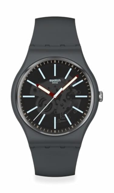 Swatch New Gent Biosourced Lacquered Unisex Watch Casual Polymer Grey Quartz Waterproof Cobblestone Street