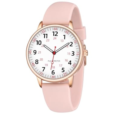 TWOPTION Nurse Watch for Women Waterproof Analog Silicone Watch with Second Hand for Nursing Essentials Rose Gold