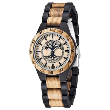 Dentily 38mm Womens Wooden Watch Retro Handmade Design Quartz Lightweight Wood Watch for Women