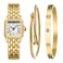 CHEETAH Womens Gold Bangle Watch and Bracelet Set Small Vintage Roman Dial in White