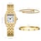 CHEETAH Womens Gold Bangle Watch and Bracelet Set Small Vintage Roman Dial in White