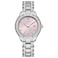 Citizen Ladies EcoDrive Crystal Eco Watch SilverTone Stainless Steel Bracelet Pink Dial 3 Hand Date Model FE123051X