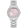 Citizen Ladies EcoDrive Crystal Eco Watch SilverTone Stainless Steel Bracelet Pink Dial 3 Hand Date Model FE123051X