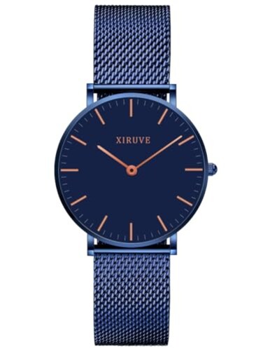 XIRUVE Womens Ultra Thin 65mm Minimalist Stainless Steel Mesh Strap Analog Quartz Bracelet Watch