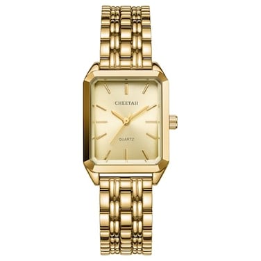 CHEETAH Womens GoldTone Dainty Watch Gold Dial Retro Style Rectangular Case and Stainless Steel Band Gift for Her