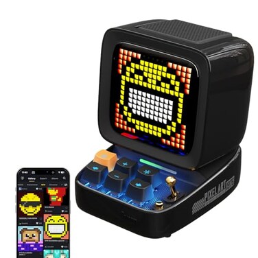 Divoom Ditoo Retro Pixel Art Game Bluetooth Speaker with 16X16 LED App Controlled Front Screen Black