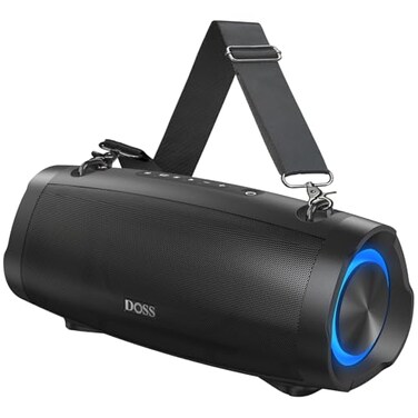 DOSS Extreme Boom Pro D100 70W Bluetooth Speaker with Deep Bass IPX6 Waterproof 10400mAh 24H Battery Builtin Power Bank TWS Stereo Pairing BeatSync Lights for Outdoor Camping Party Black