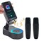 Arindar Gifts for Men WomenCell Phone Stand with Wireless Bluetooth SpeakerColorful Ambient Light 360 Foldable for Tablet iPhone Android 2 Wireless Microphones HD Surround Sound Black