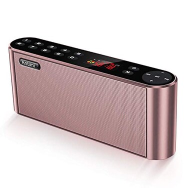 Antimi Bluetooth SpeakerFM Radio PlayerMP3 Player Stereo Portable Wireless Speaker Drivers with HD Sound Builtin Microphone High Definition Audio and Enhanced BassBlack Pink