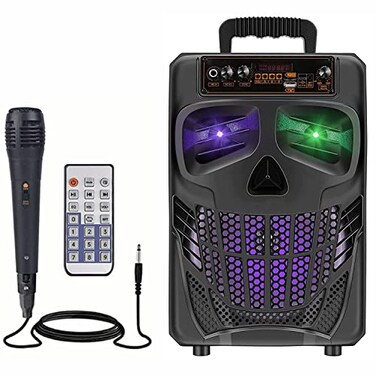 Aesackir Portable Bluetooth Speaker with Subwoofer Wireless Speakers Big Support Remote Control FM Radio TF Card LED Lights MP3 Player Party for Home Camping iPhone Computer PC