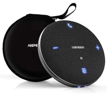 AISPEECH M4 Bluetooth Speakerphone Conference Microphone with AI Noise Reduction FullDuplex AI Transcription USB Speakerphone 360 Voice Pickup Conference Speaker Home Office for TeamsZoom Black