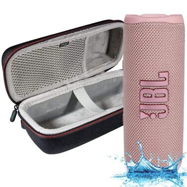 JBL Flip 6 Waterproof Portable Bluetooth Speaker Powerful Sound and deep bass IPX7 Waterproof 12 Hours of Playtime with Megen Hardshell Case Pink