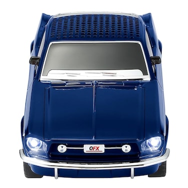 QFX Bluetooth 1965 Retro Car Replica Speaker 3inch Speakers Hands Free Link Builtin Microphone FM Radio and LED Party Lights Blue BT1965BLU