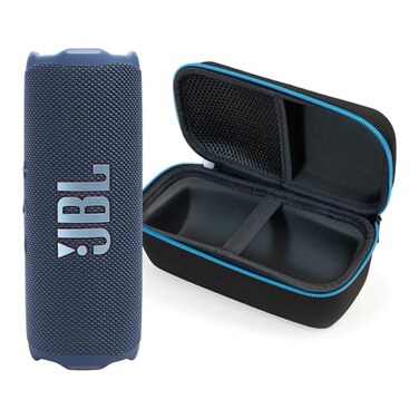 JBL Flip 7 Blue Bundle with divvi Protective Hardshell Case Black