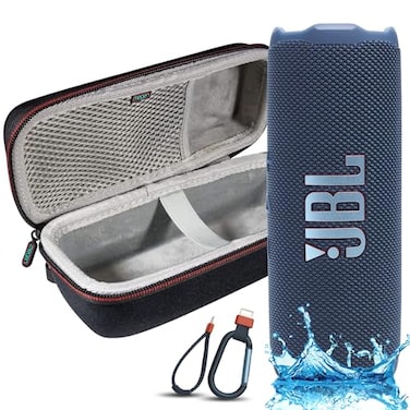 JBL Flip 7 Portable Bluetooth Speaker IP68 Waterproof Dustproof DropProof PushLock System AI Sound Boost 16H Battery Megen Hardshel Protection Case Blue