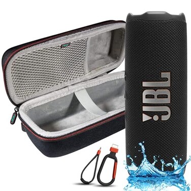 JBL Flip 7 Portable Bluetooth Speaker IP68 Waterproof Dustproof DropProof PushLock System AI Sound Boost 16H Battery Megen Hardshel Protection Case Black