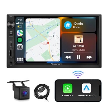Eonon 7 Double Din Car Stereo Wireless CarPlay Wireless Android Auto Car Audio Receivers with AHD Backup Camera Built in DSP Bluetooth MirrorLink SWC FMAM Fast Charge X3